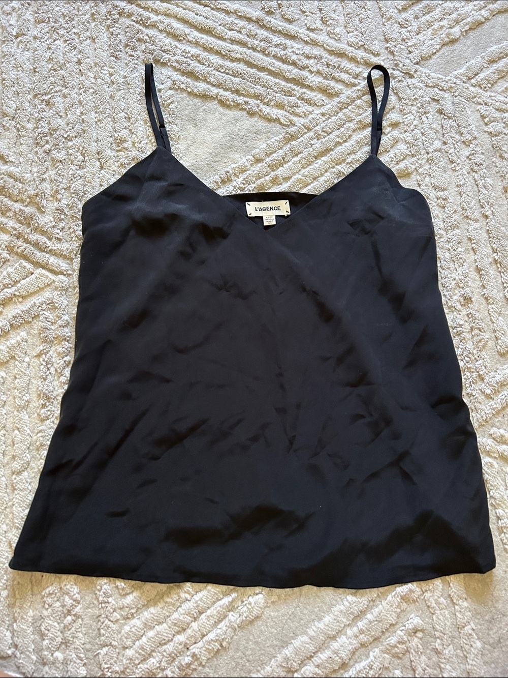 L'AGENCE Black Silk Spaghetti-Strap Cami